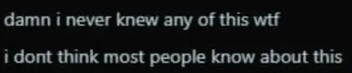Message screenshot where someone says they never knew any of this and most people do not know about it.